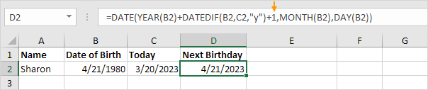 Days Until Birthday In Excel Easy Excel Tutorial