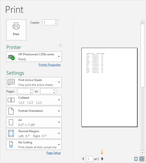 excel print selection full page