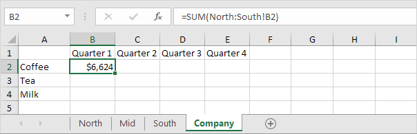 3D reference In Excel In Easy Steps 