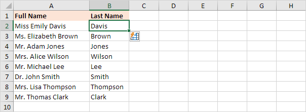 Use Flash Fill to Extract Elements for Alphabetical Sorting