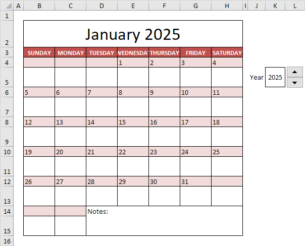 Create a Calendar in Excel (In Easy Steps)