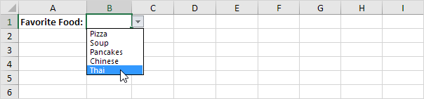 add drop down in excel