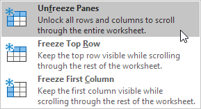 how to use freeze frame in excel
