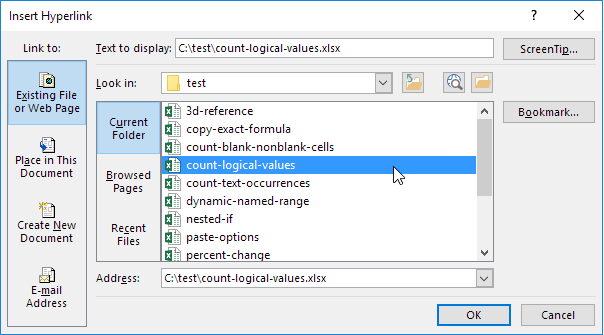 create a hyperlink in word to within the document