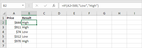 excel if more than and less than