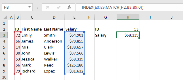 How do I apply INDEX MATCH or another lookup formula to find an