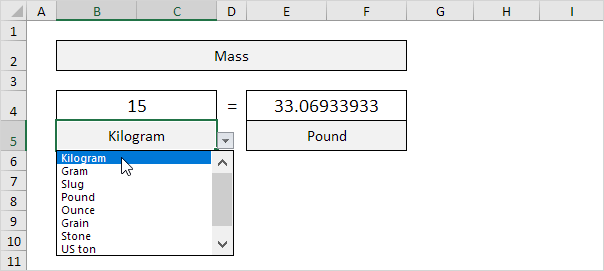 kg to lbs in excel easy converter