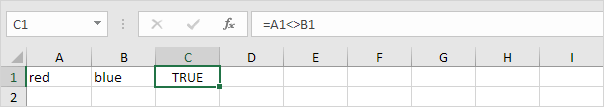 excel not equal