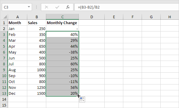 Percent Change Formula In Excel Easy Excel Tutorial
