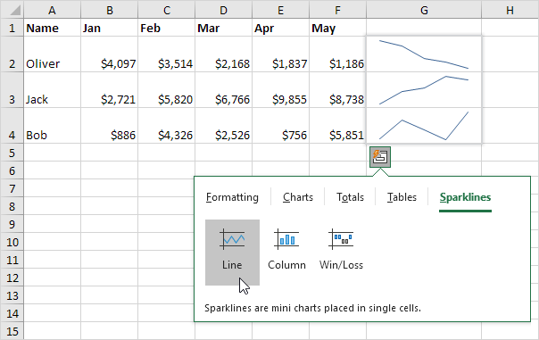 where is the quick analysis tool in excel 2016