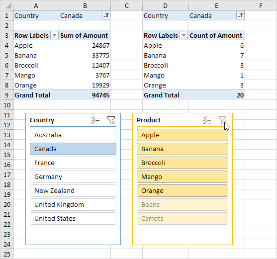 excel slicer connections