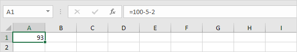 formula to subtract cells in excel
