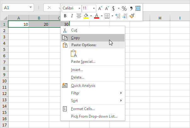 copy and paste into excel and separate data