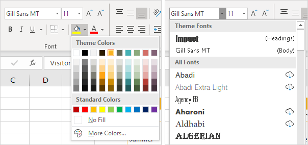 Themes in Excel