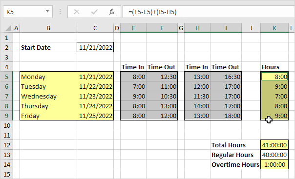 Time Sheet in Excel