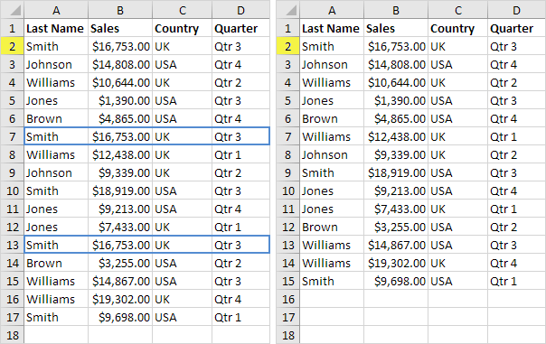 Remove Duplicates in Excel