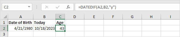 Calculate Age in Excel