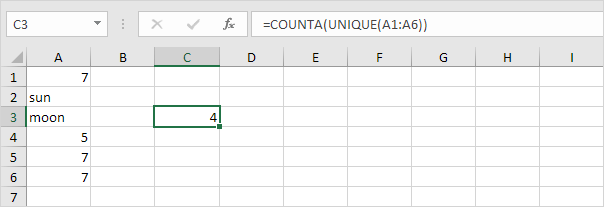 COUNTA and UNIQUE in Excel