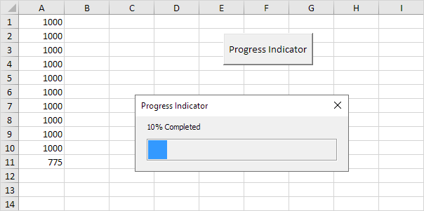 Progress Indicator in Excel VBA