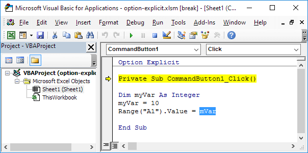 Use Option Explicit in Excel VBA