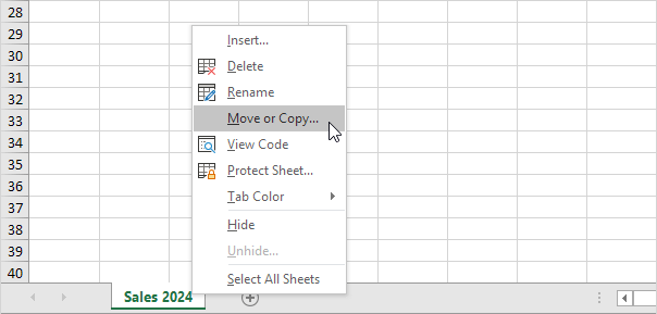 Worksheet in Excel