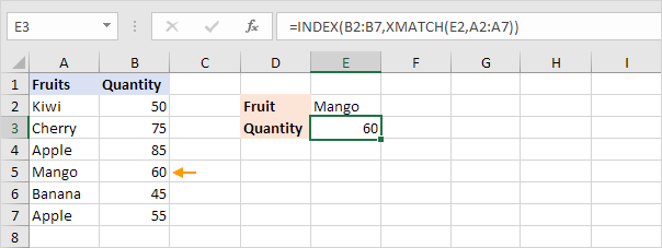 XMATCH in Excel