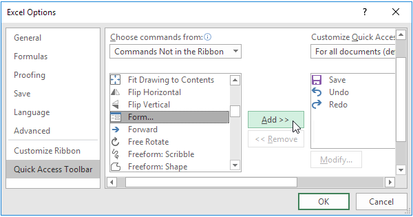 quick analysis button in excel 2016
