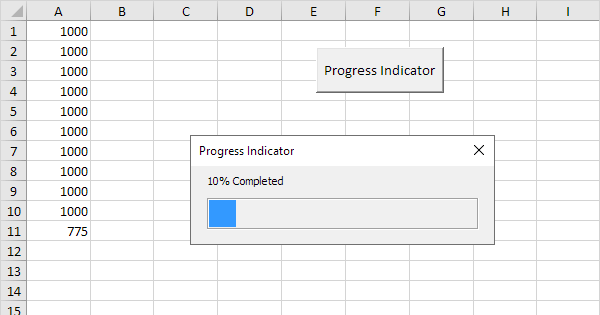 Progress Indicator in Excel VBA (In Easy Steps)