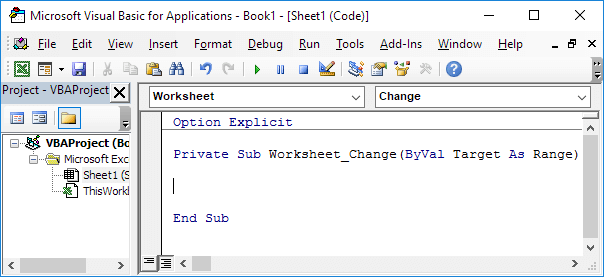 excel vba on event