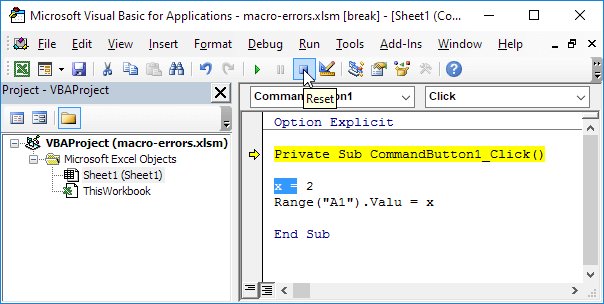 excel vba on error ado execute command