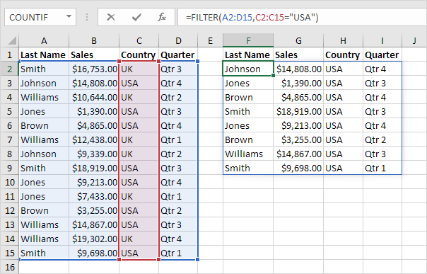 FILTER function in Excel FILTER function in Excel