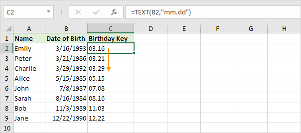 Sort Birthdays in Excel Sort Birthdays in Excel
