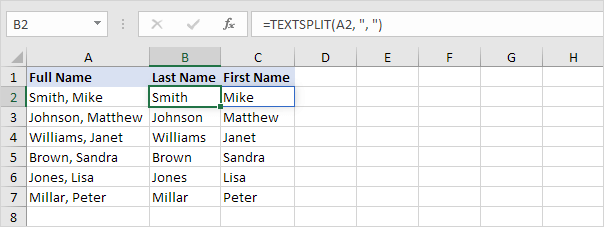 TEXTSPLIT function in Excel TEXTSPLIT function in Excel